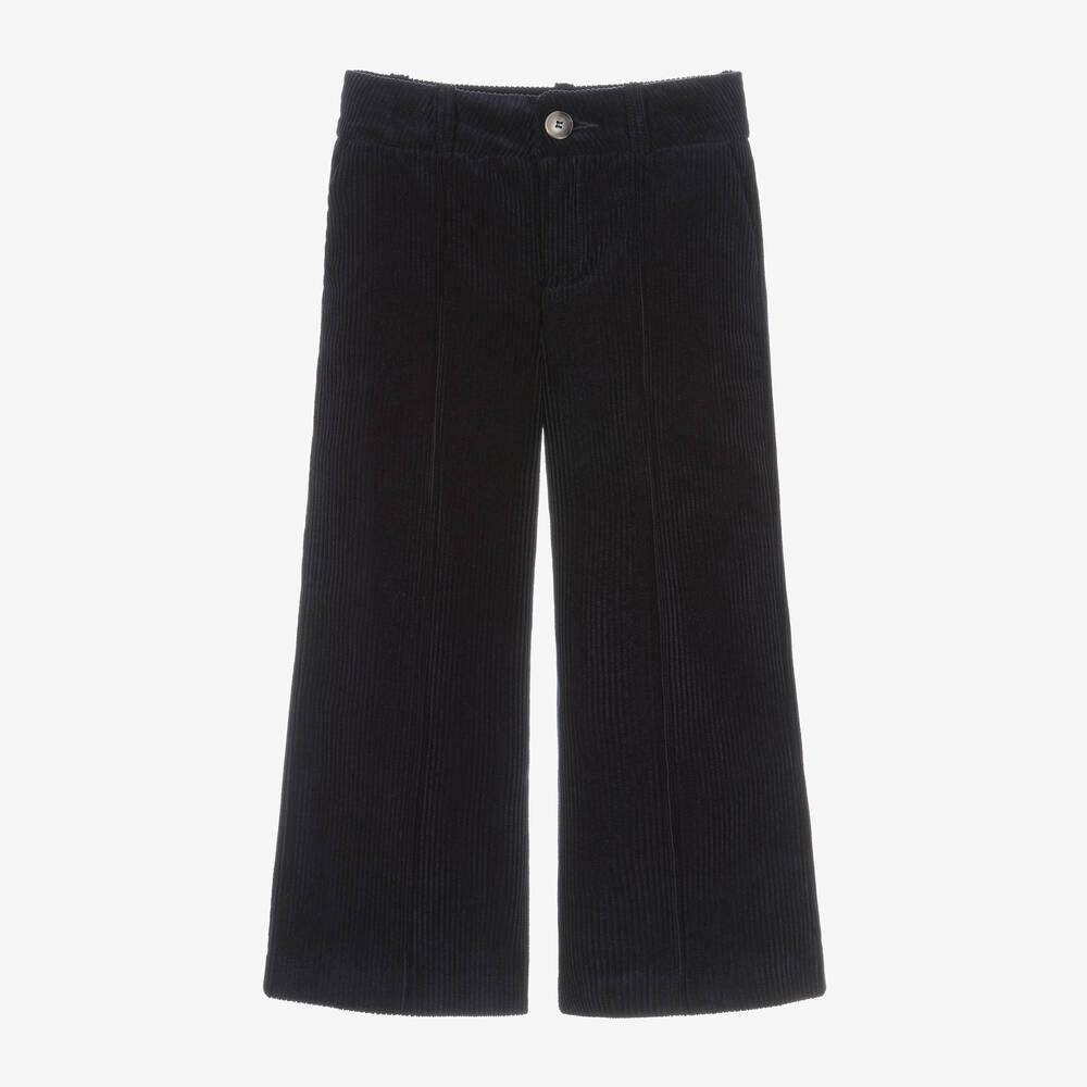 Chloé - Girls Blue Wide Leg Corduroy Trousers  | Childrensalon