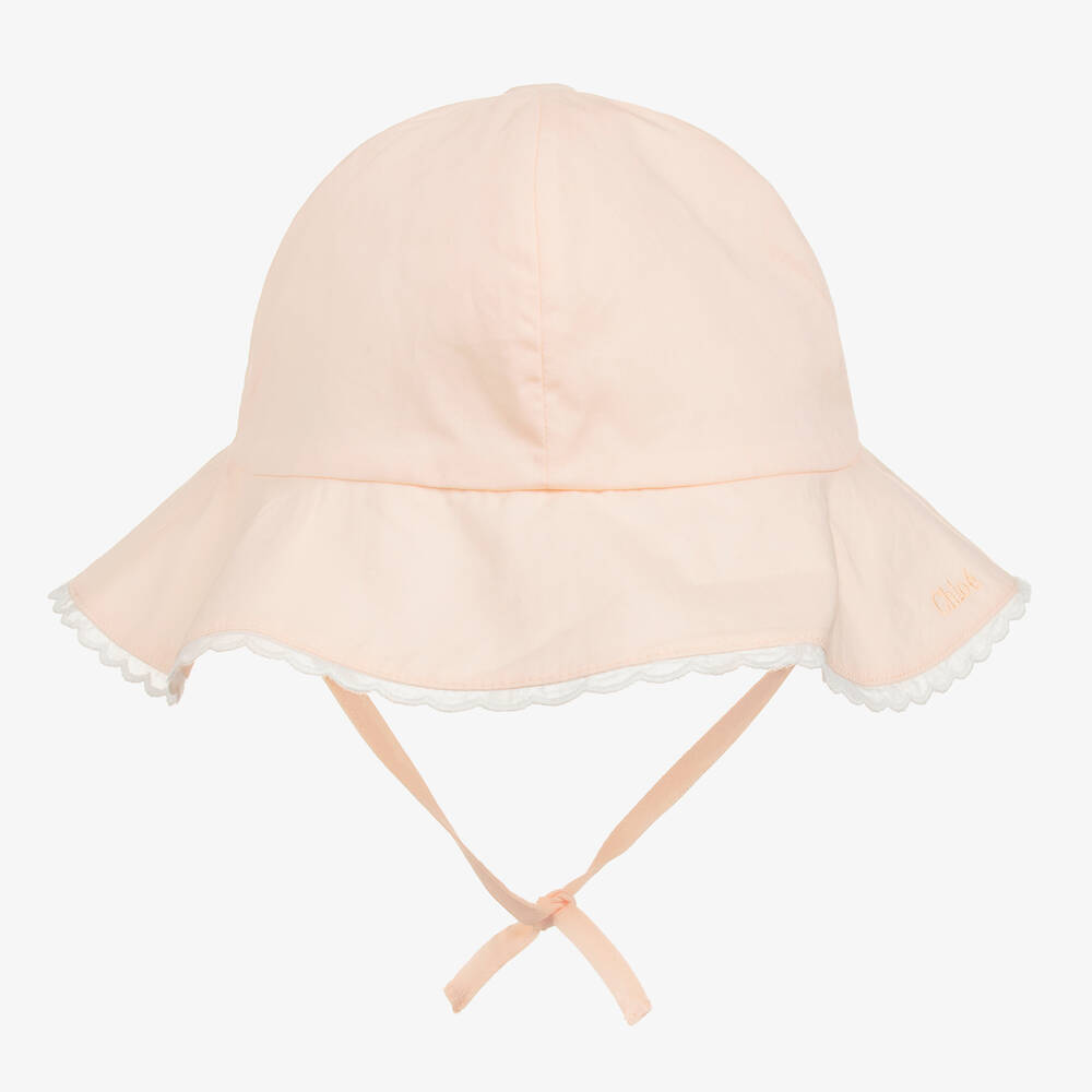 Chloé - Girls Light Pink Organic Cotton Hat | Childrensalon