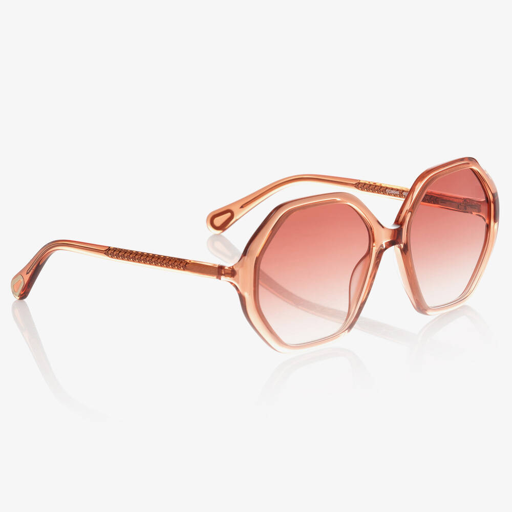 Chloé - Girls Orange Hexagonal Sunglasses | Childrensalon