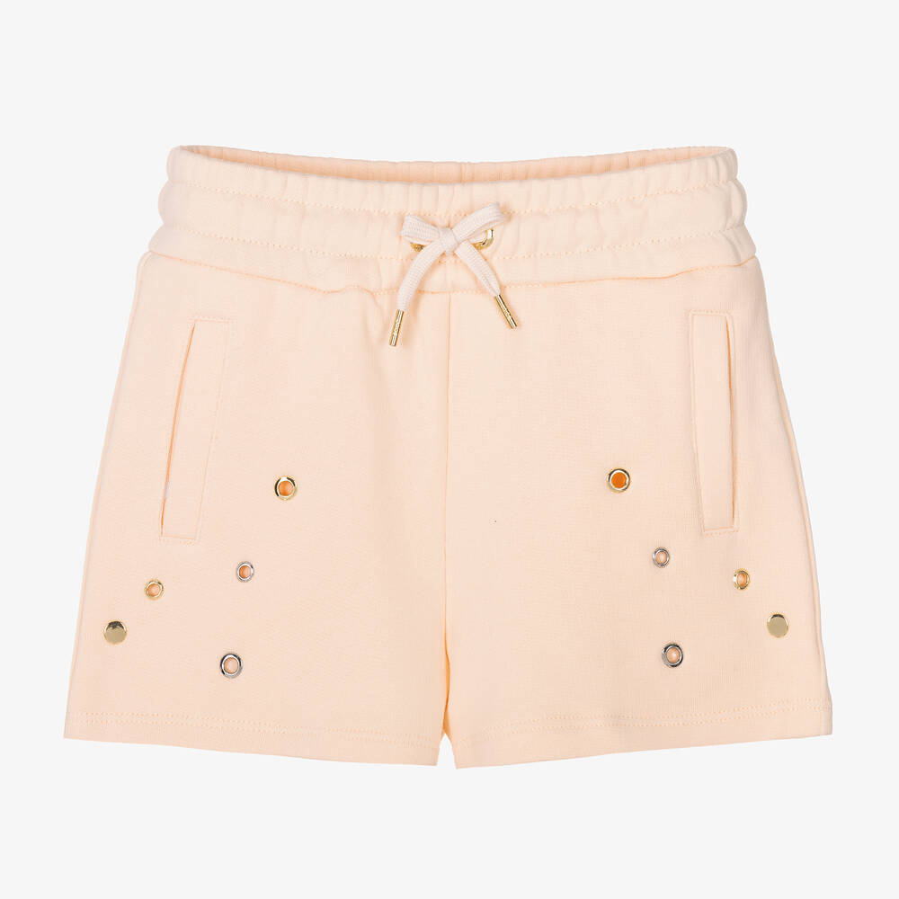 Chloé - Girls Pale Pink Organic Cotton Shorts | Childrensalon