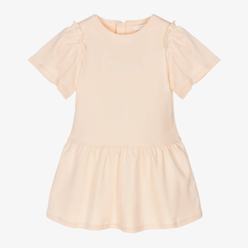 Chloé - Girls Pink Cotton Dress | Childrensalon