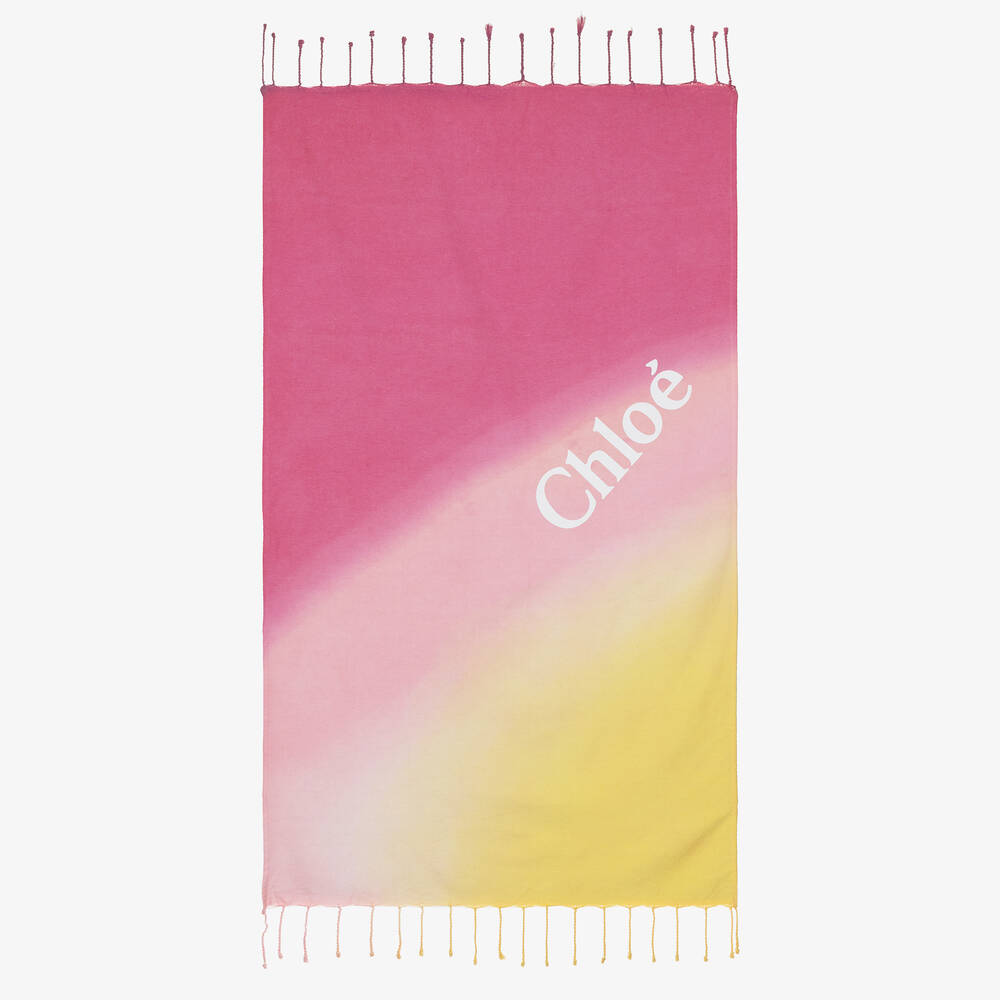 Chloé - Girls Pink Cotton Ombré Towel (140cm) | Childrensalon