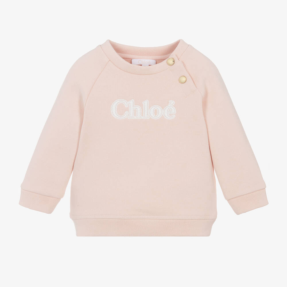 Chloé - Girls Pink Cotton Sweatshirt | Childrensalon