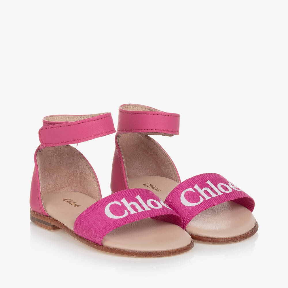 Chloé - Girls Pink Leather Sandals | Childrensalon