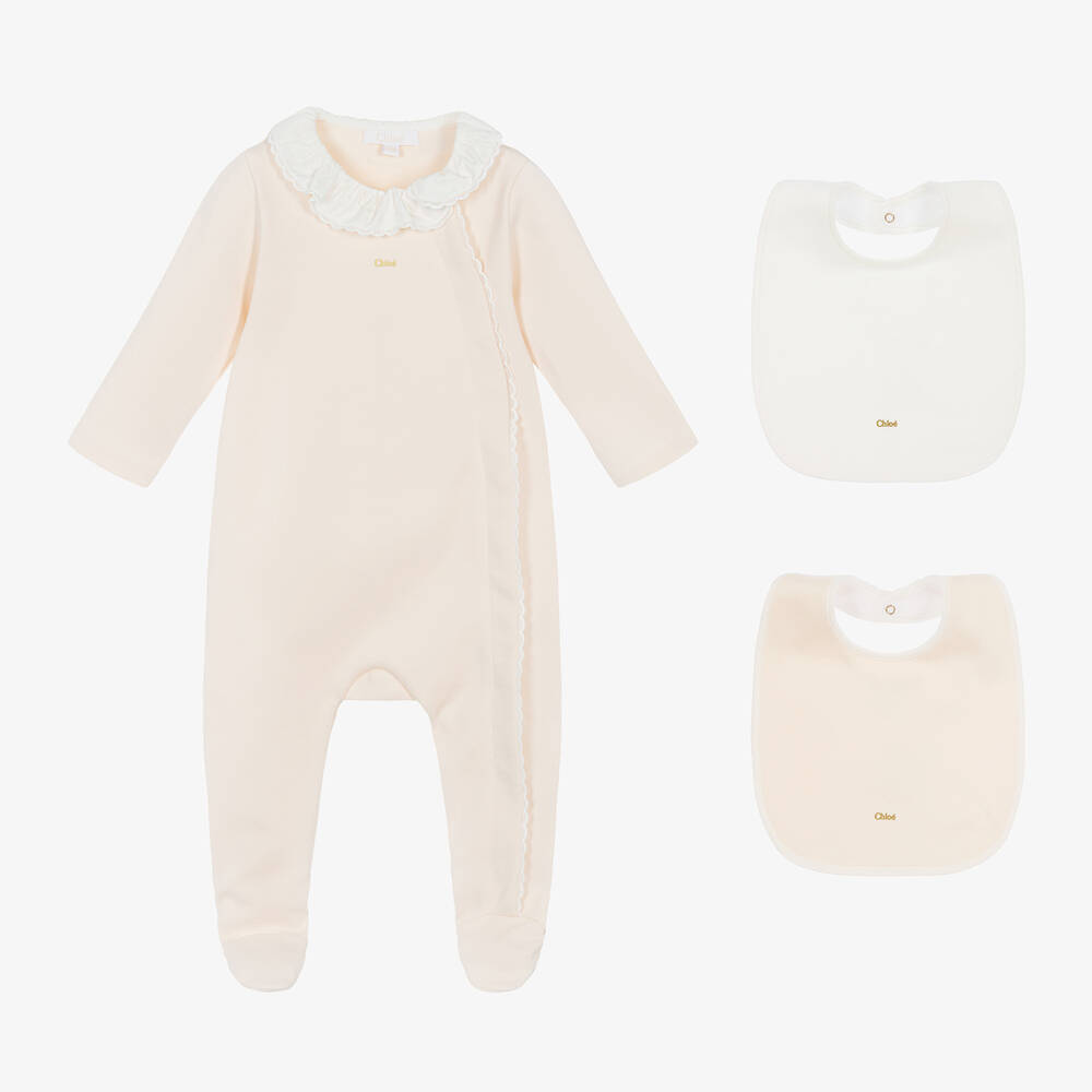 Chloé - Girls Pink Organic Cotton Babysuit Gift Set | Childrensalon