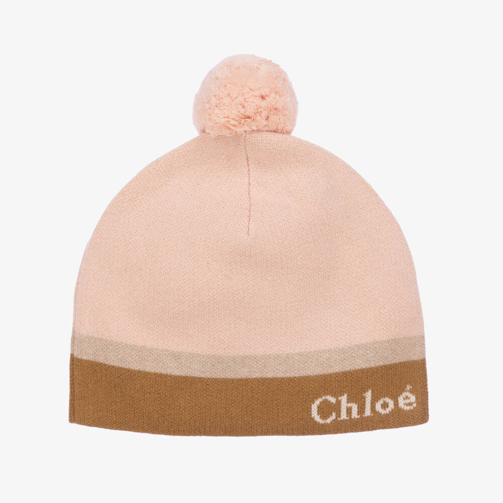 Chloé - Girls Pink Organic Cotton Knit Hat | Childrensalon