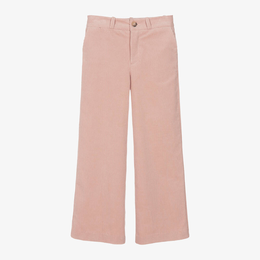 Chloé - Girls Pink Wide Leg Corduroy Trousers  | Childrensalon