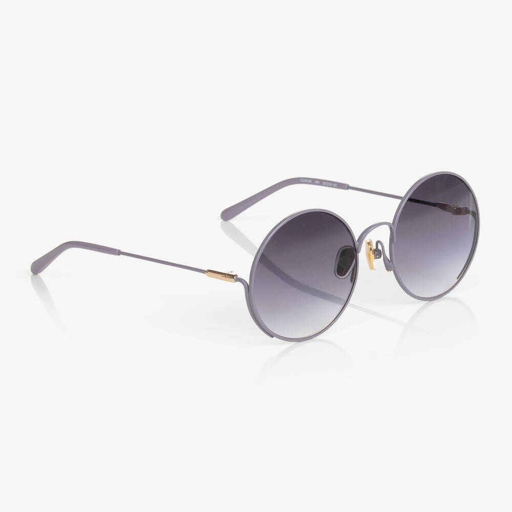 Chloé - Фиолетовые солнцезащитные очки в круглой серой оправе | Childrensalon
