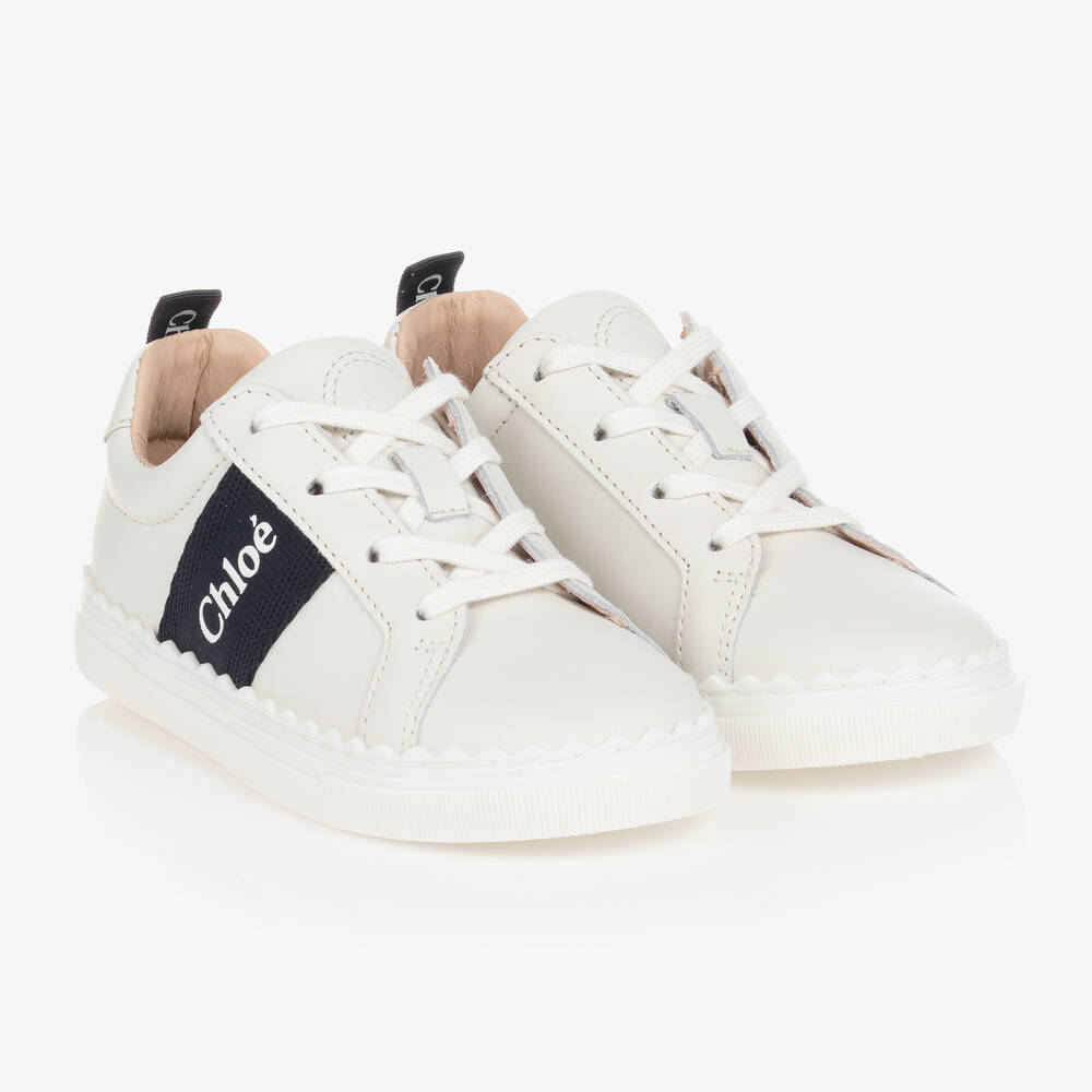 Chloé Kids' Girls White Leather Sneakers In 117 Off White
