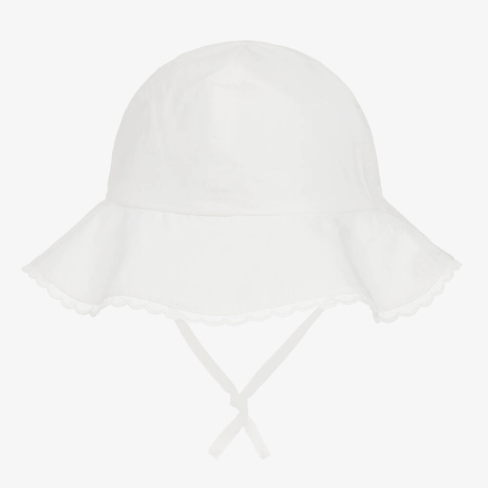 Chloé - Girls White Organic Cotton Hat | Childrensalon