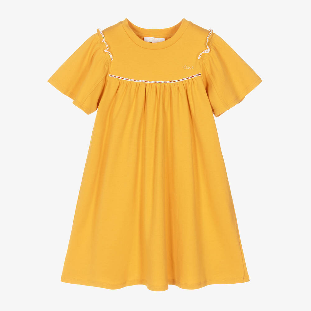 Chloé - Girls Yellow Organic Cotton Dress | Childrensalon