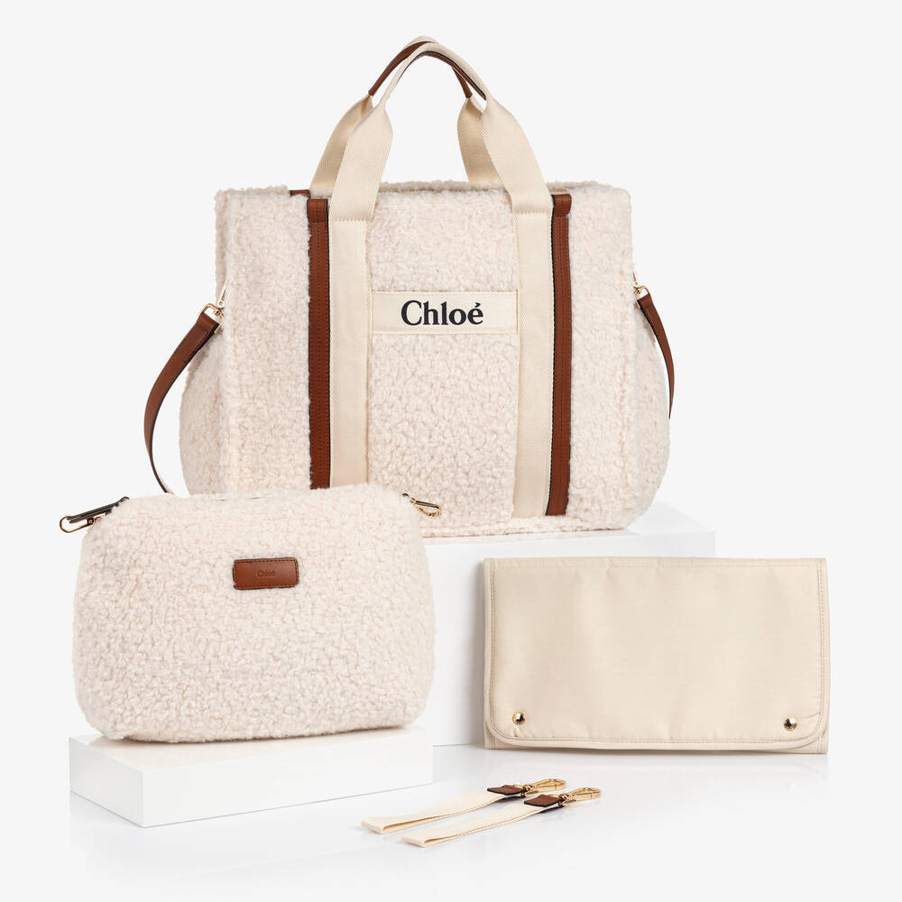 Chloé - Кремовая флисовая пеленальная сумка (41см) | Childrensalon