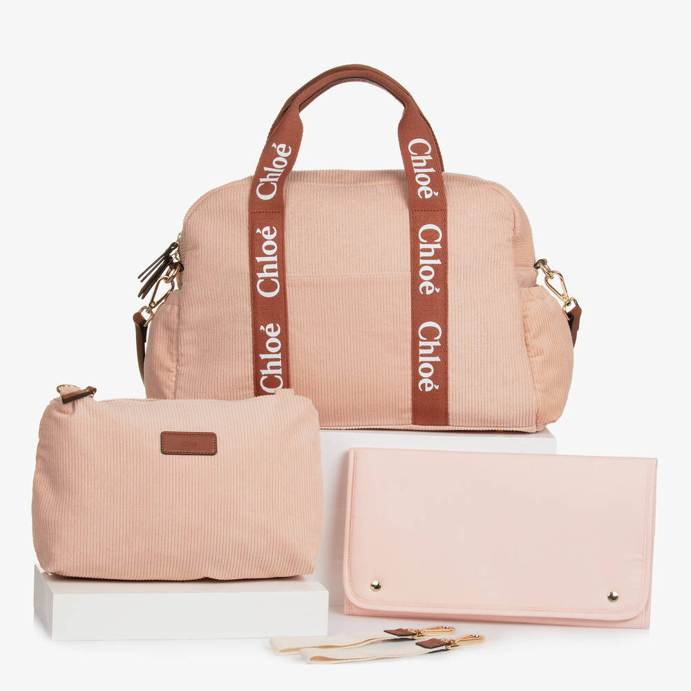 Chloé - Pink Corduroy Changing Bag (48cm) | Childrensalon