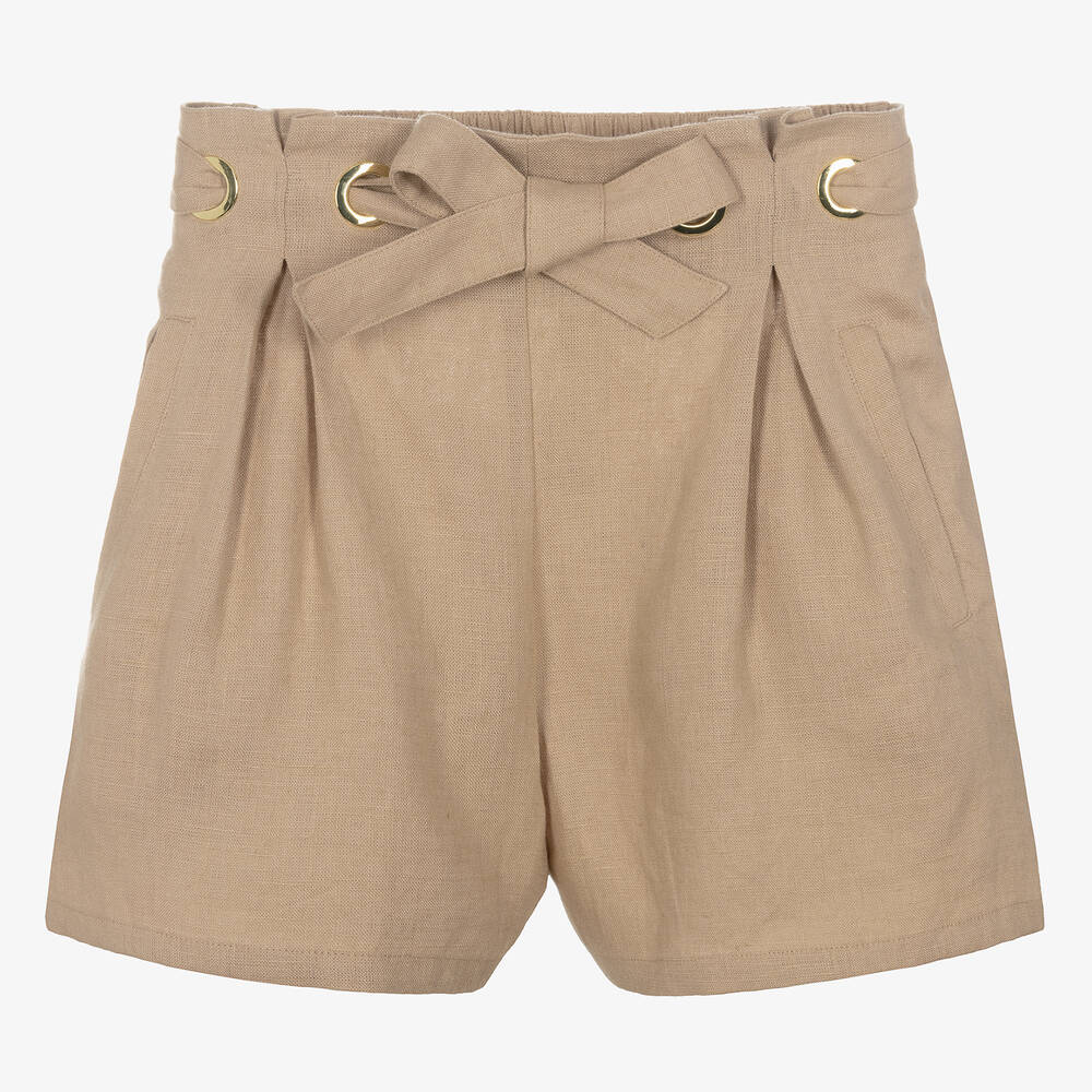 Chloé - Teen Girls Beige Linen Shorts | Childrensalon