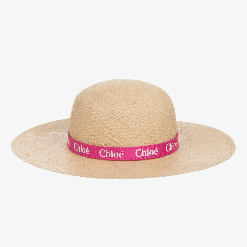 Shop Chloé Teen Girls Beige Straw Sun Hat