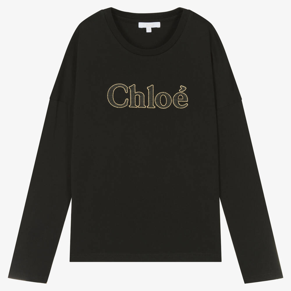 Chloé - Teen Girls Black Organic Cotton Top | Childrensalon