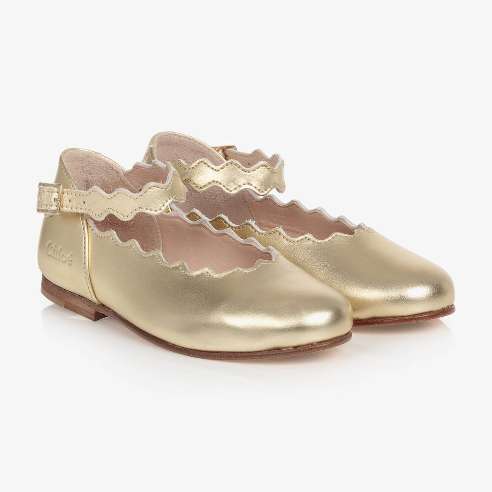 Chloé Teen Girls Gold Leather Shoes