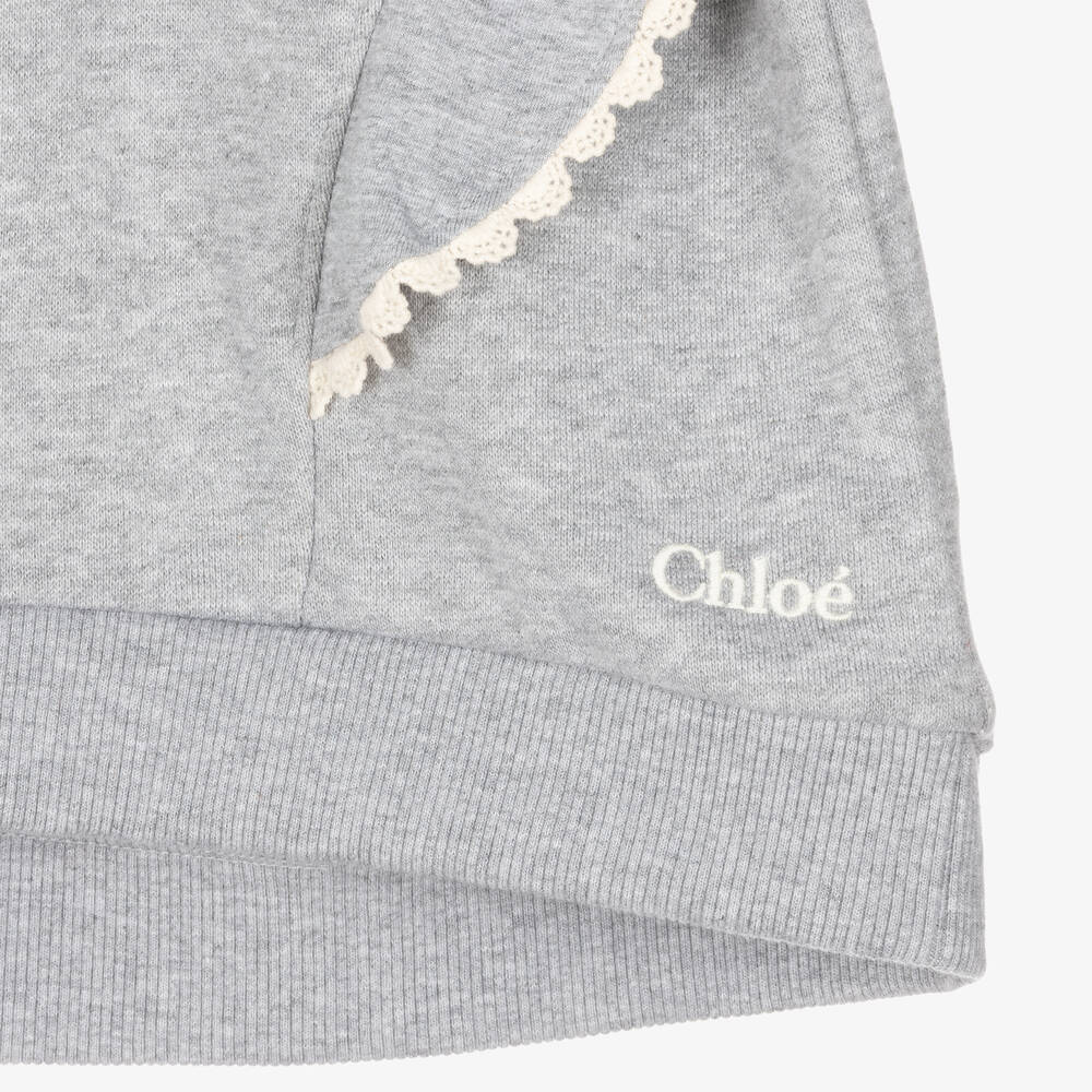 Chloé - Teen Girls Grey Embroidered Sweatshirt | Childrensalon