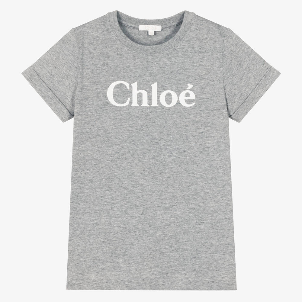 Chloé - Teen Girls Grey Organic Cotton T-Shirt | Childrensalon