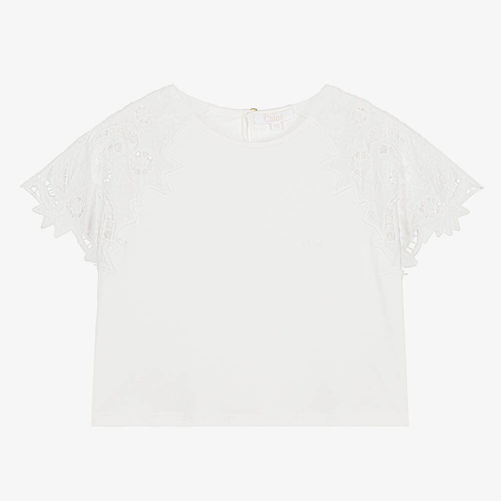 Chloé - Teen Girls Ivory Organic Cotton T-Shirt | Childrensalon