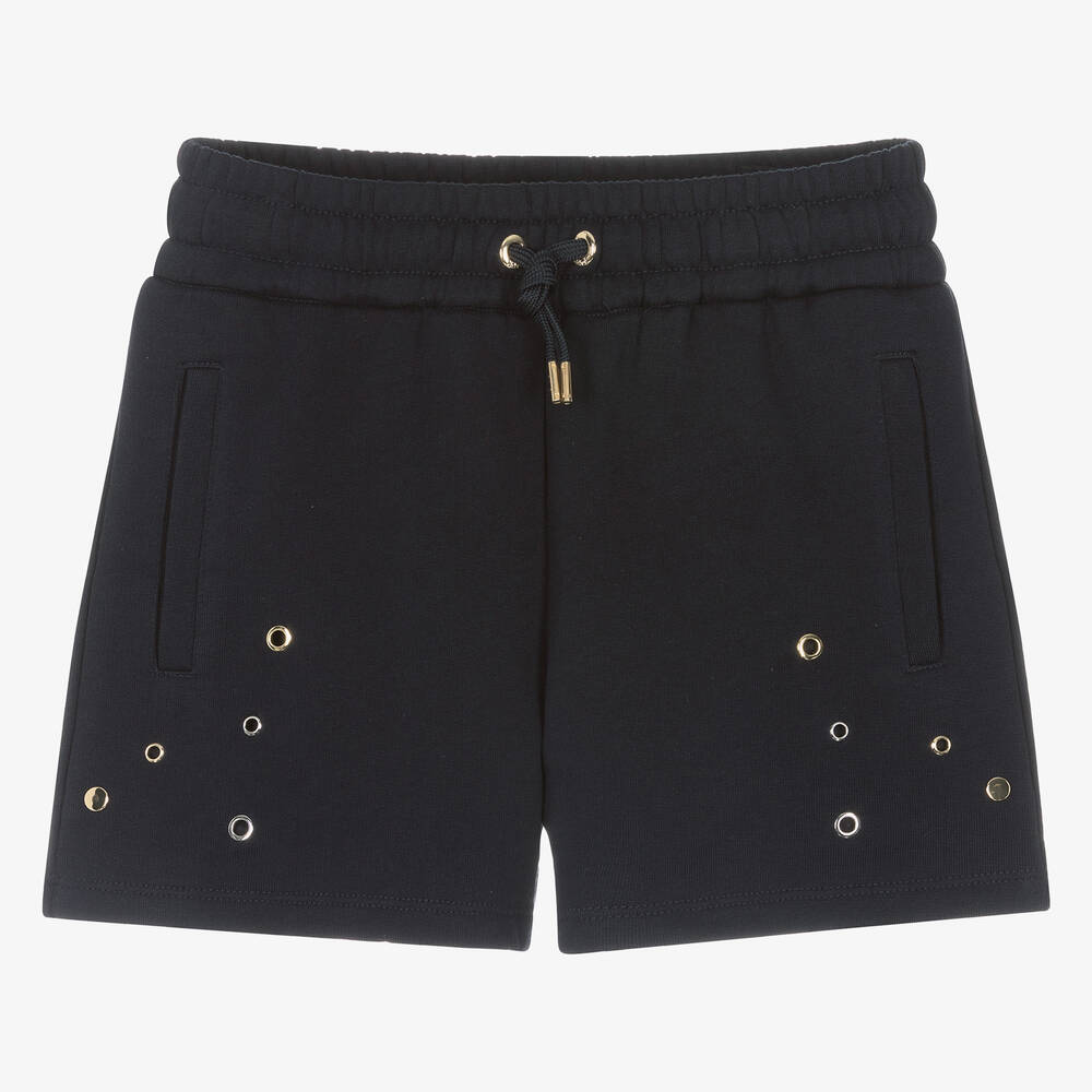Chloé - Teen Girls Navy Blue Cotton Jersey Shorts | Childrensalon