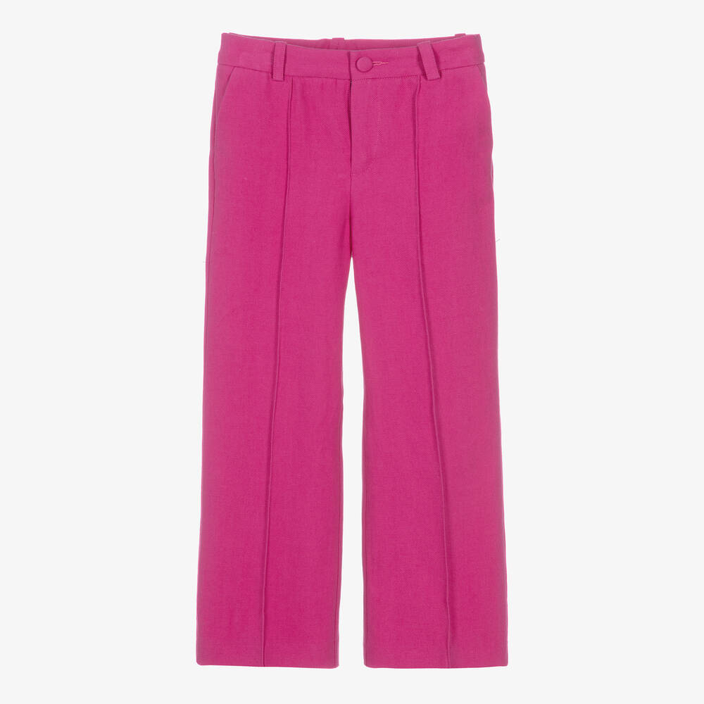 Chloé - Teen Girls Pink Linen & Cotton Twill Trousers | Childrensalon