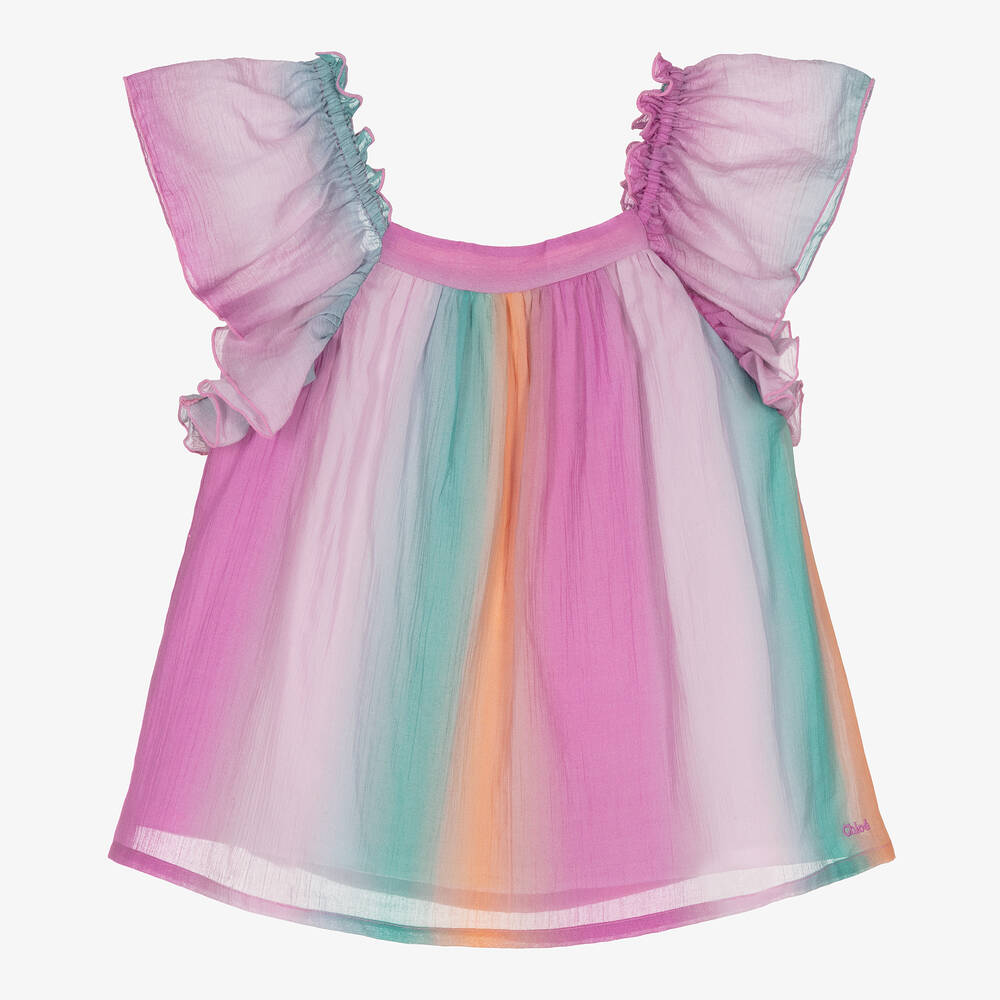 Chloé - Teen Girls Pink Ombré Cotton Blouse | Childrensalon