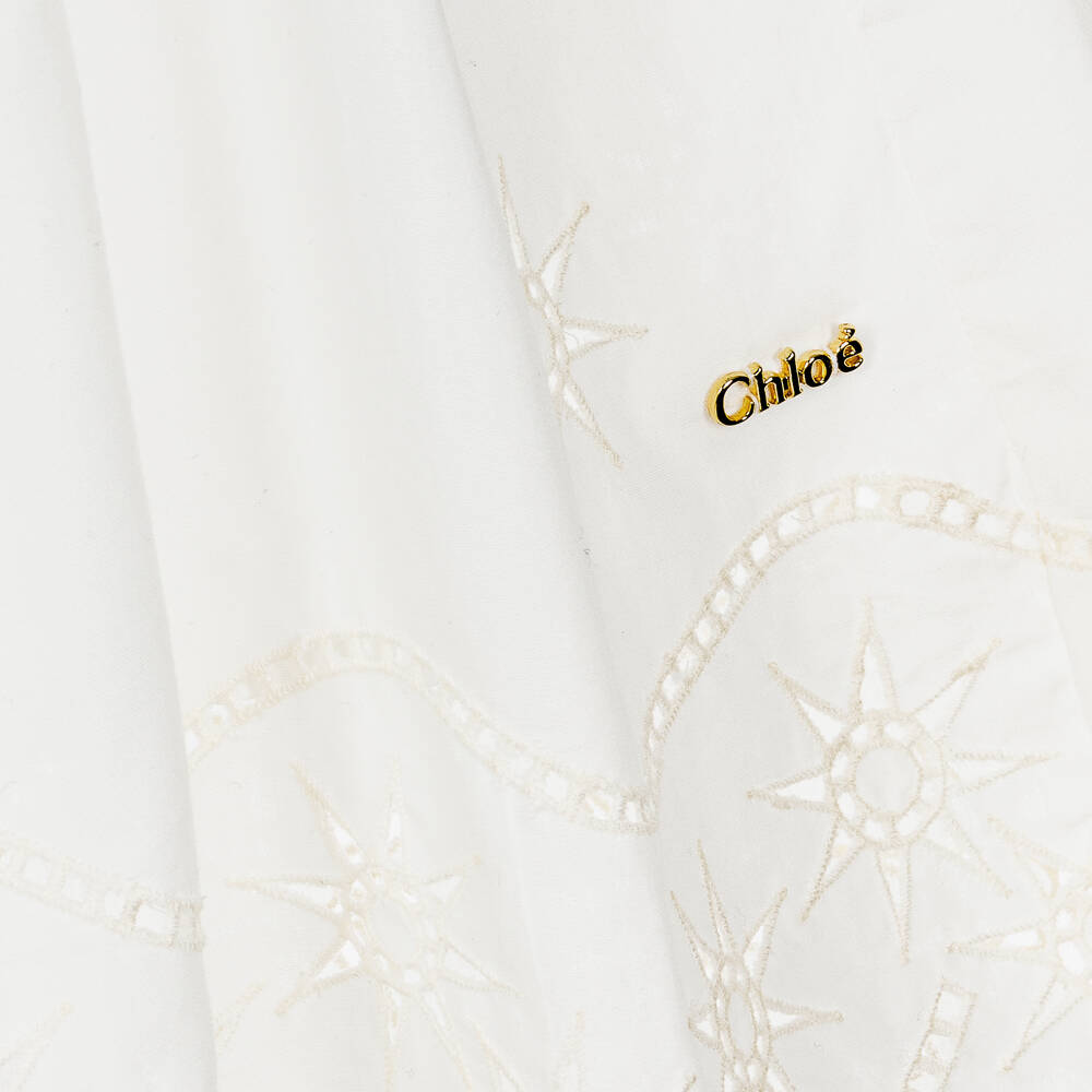 Chloé - Teen Girls White Cotton Cutwork Dress | Childrensalon