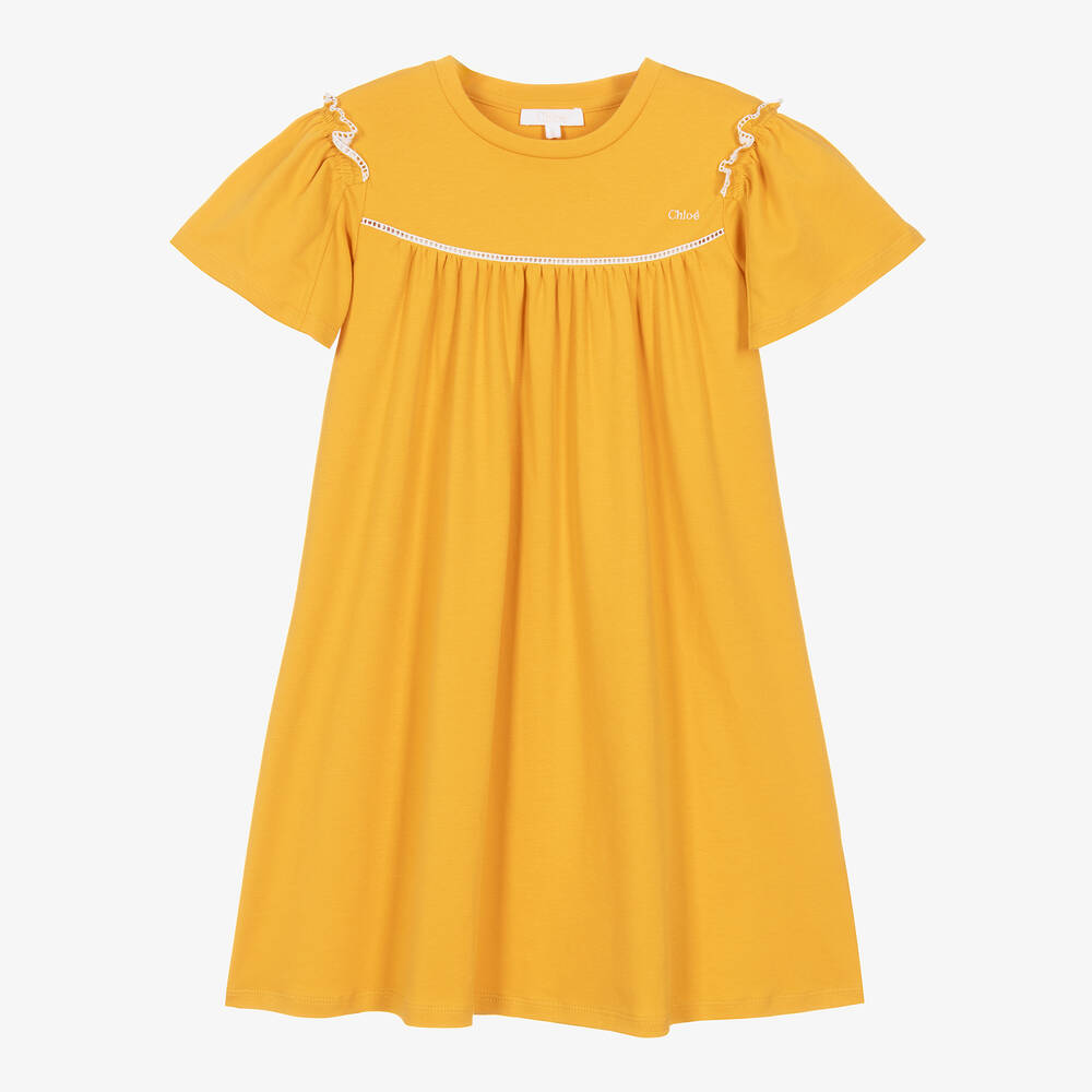 Chloé - فستان قطن عضوى لون أصفر | Childrensalon