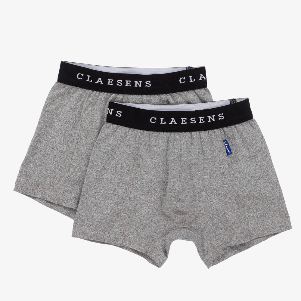 Claesen's - Boys Grey Cotton Boxers (2 Pack) | Childrensalon