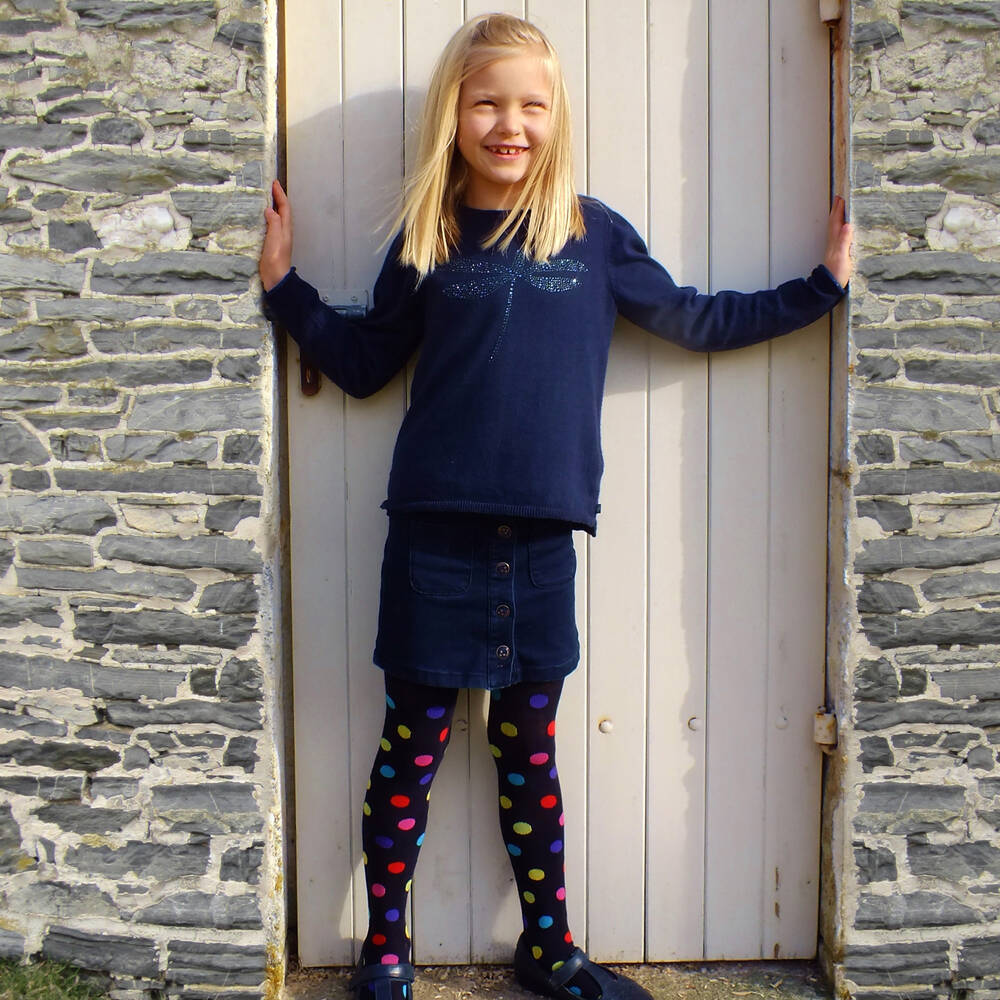 Country Kids - Girls Navy Blue Cotton Knitted Tights
