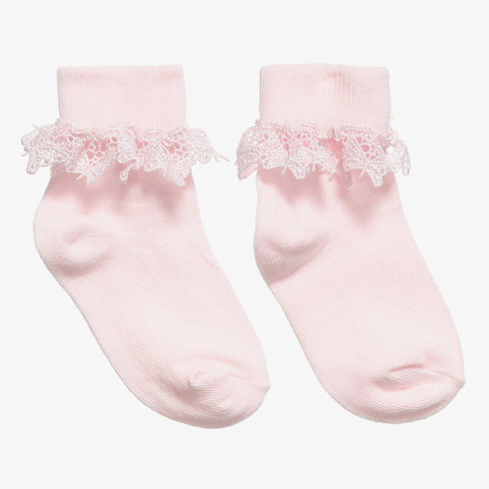 Country Babies' Girls Pink Cotton Lace Socks