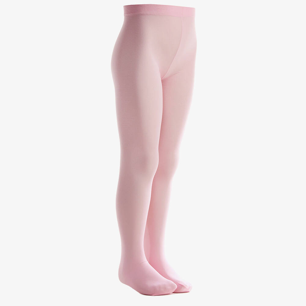 Girls Pink Microfibre Opaque Tights