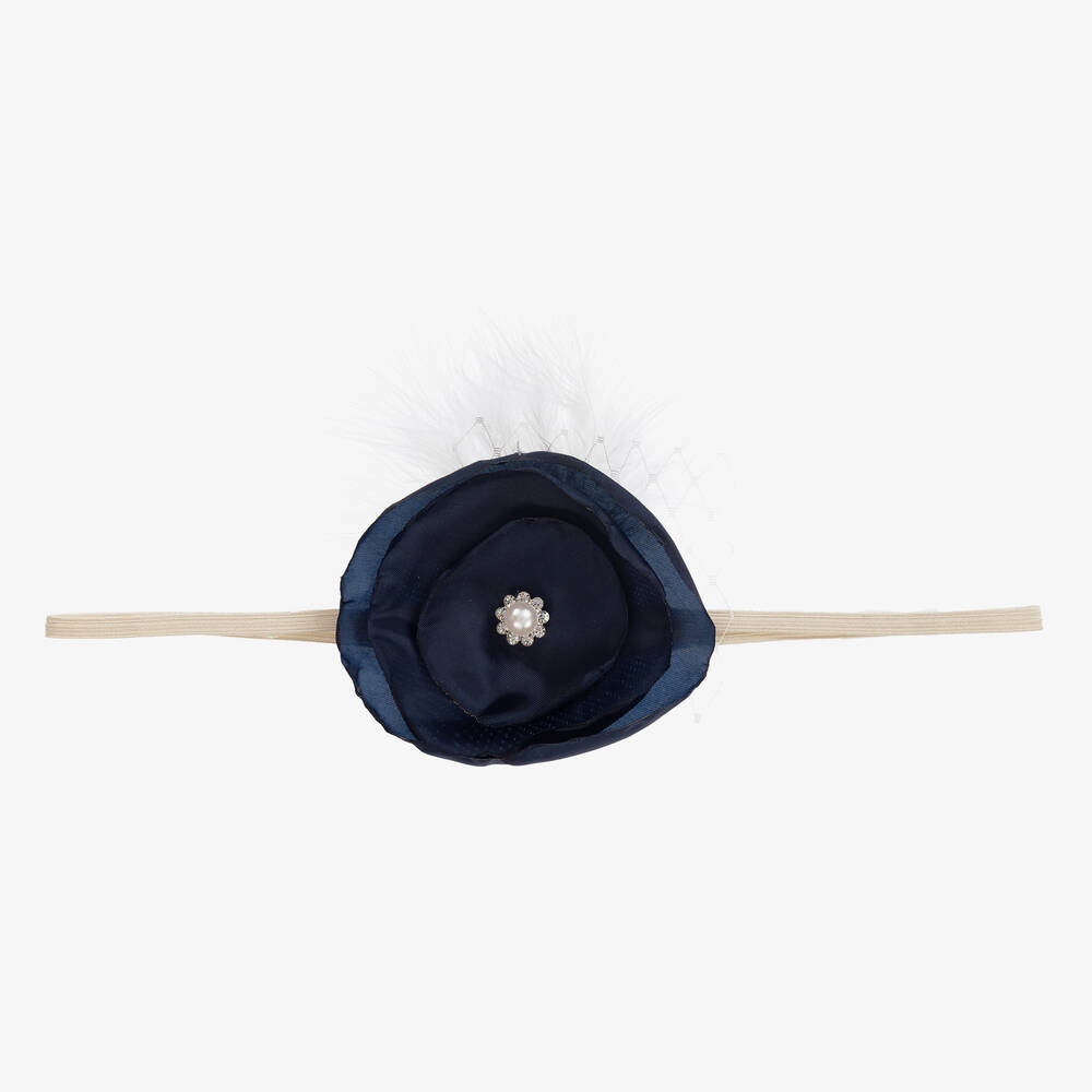 Cute Cute - Blue Satin Flower Headband | Childrensalon