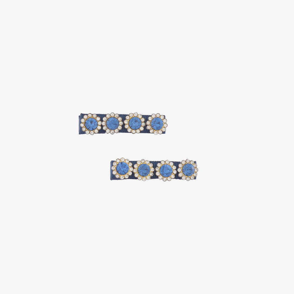 Cute Cute - Girls Blue Diamanté Hair Clips (2 Pack) | Childrensalon