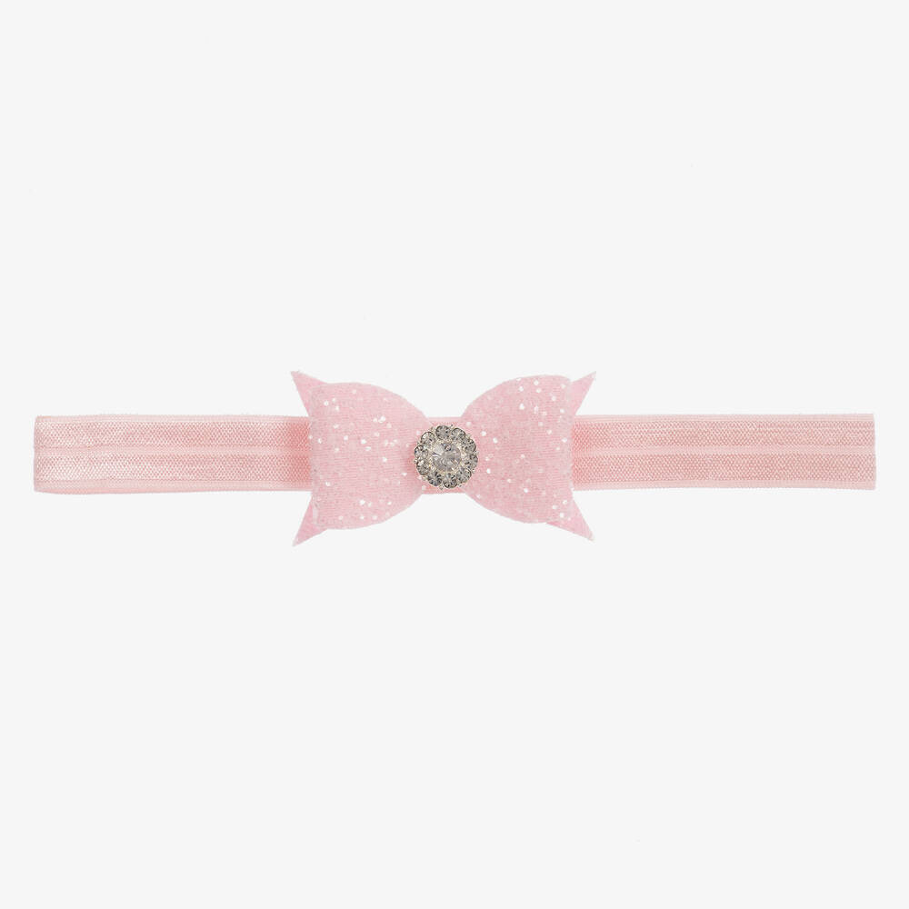 Cute Cute - Bandeau rose à nœud pailleté  | Childrensalon