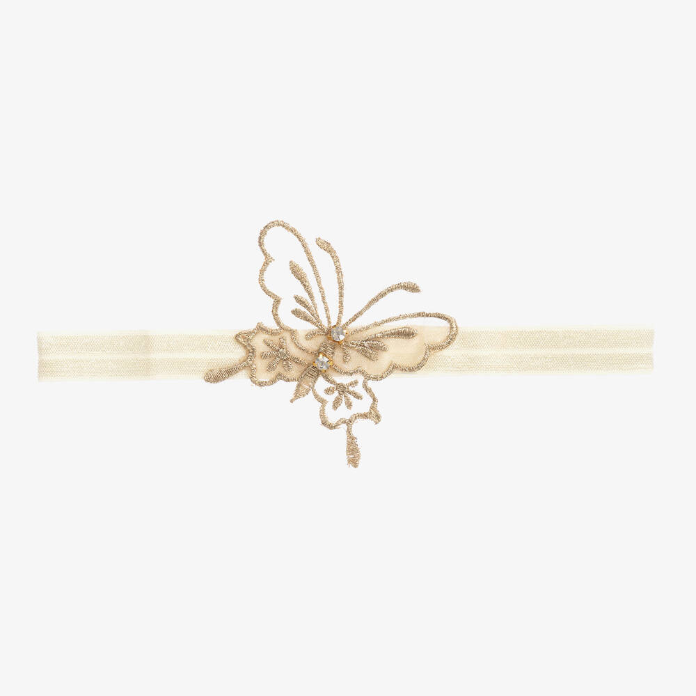 Cute Cute - Золотистая повязка на голову с бабочкой | Childrensalon