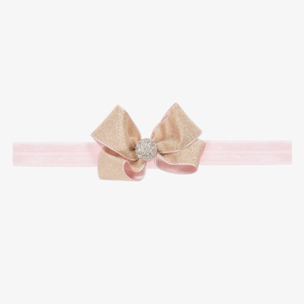 Cute Cute - Розовая повязка-лента с золотистым бантом | Childrensalon
