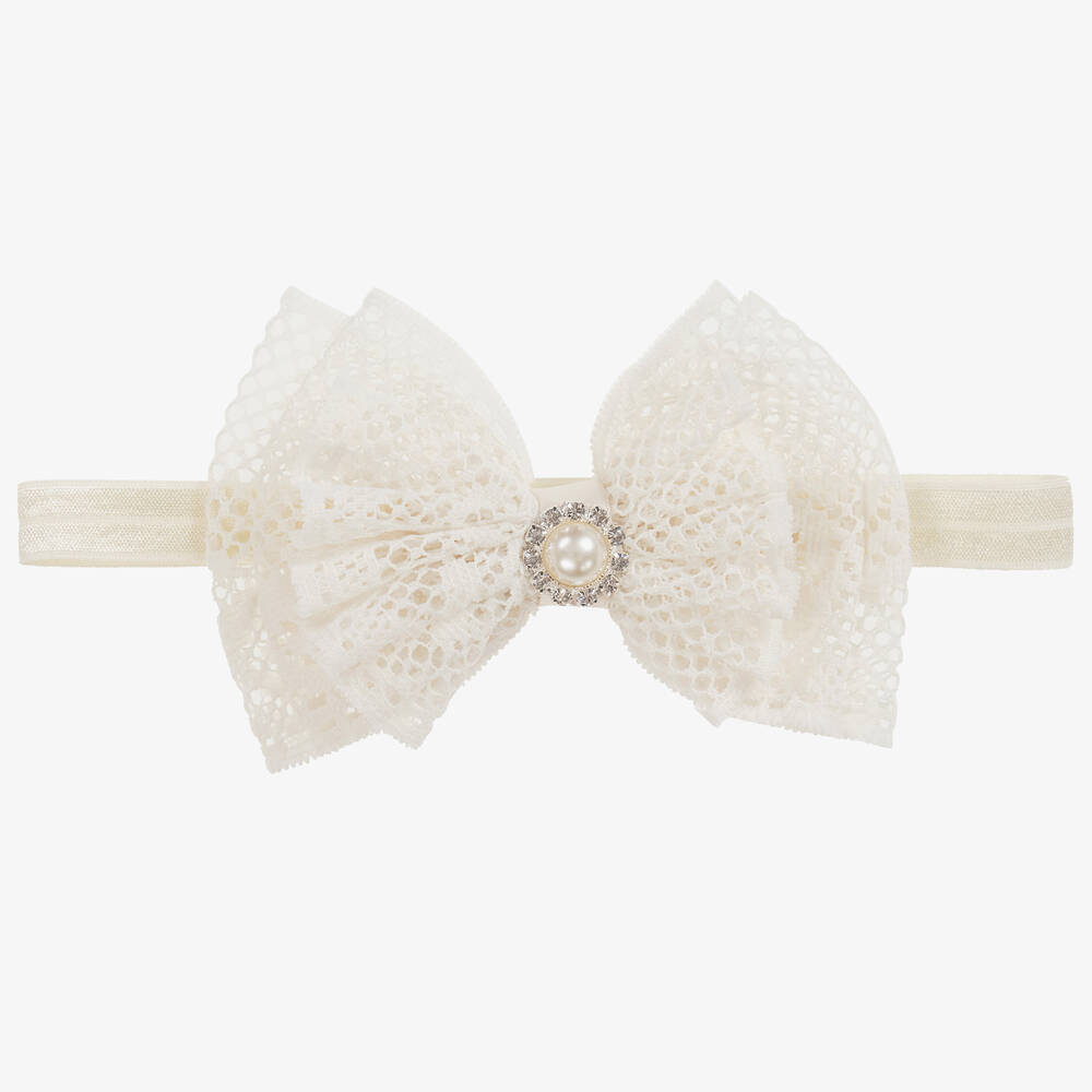 Cute Cute - Ivory Lace Bow Headband | Childrensalon