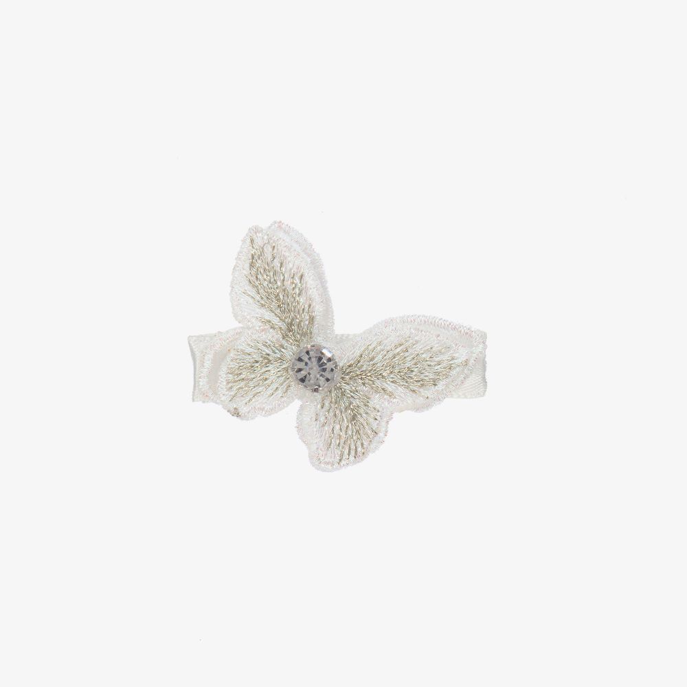 Cute Cute - Pinza del pelo blanca con mariposa (4 cm) | Childrensalon
