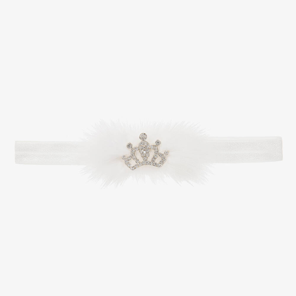 Cute Cute - White Fur & Diamanté Headband | Childrensalon