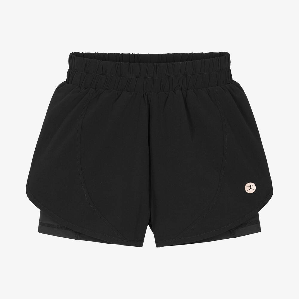 Danskin - Girls Black Double Layer Sports Shorts | Childrensalon