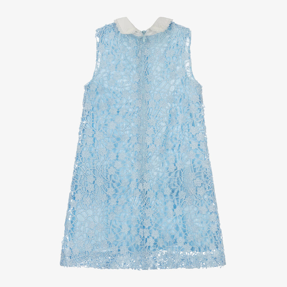 David Charles - Girls Blue Lace Dress | Childrensalon