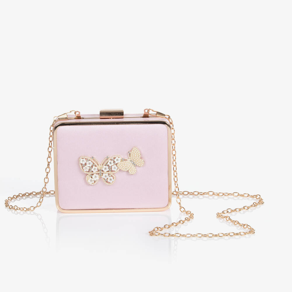 David Charles - Girls Pink Crystal Butterfly Bag (12cm) | Childrensalon