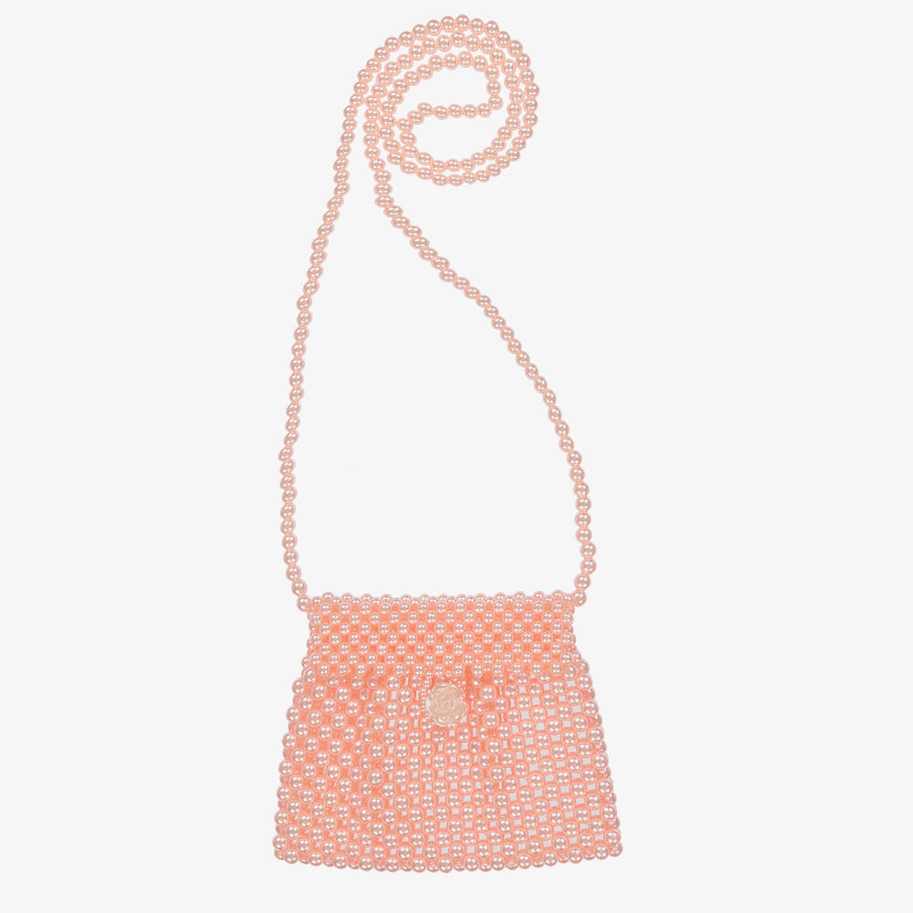 David Charles - Girls Pink Faux Pearl Bag (15cm) | Childrensalon