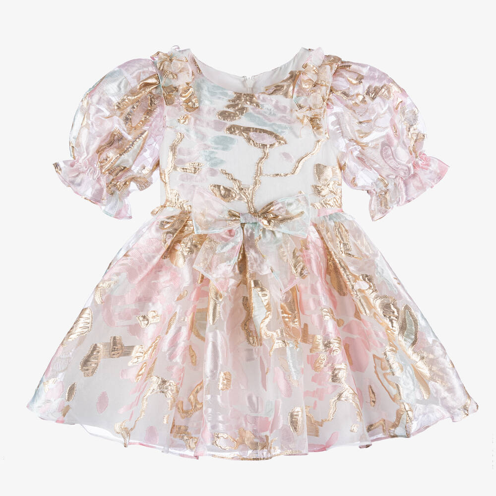 David Charles - Розово-золотистое платье из органзы | Childrensalon