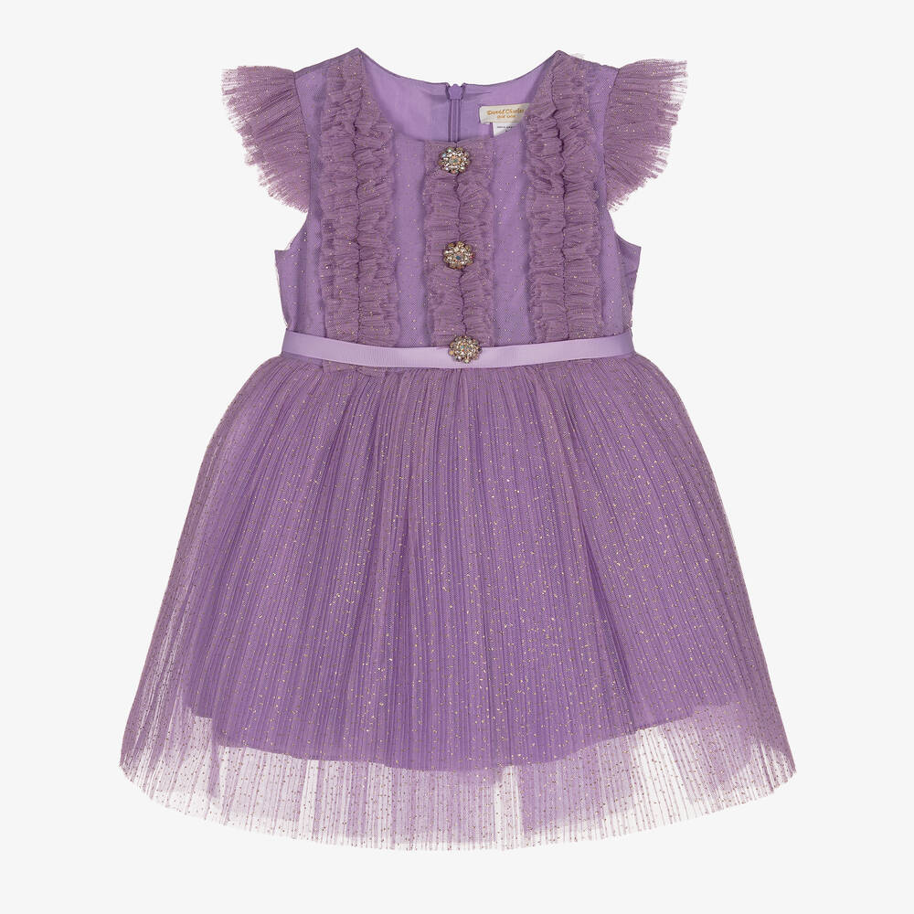 David Charles - Girls Violet Purple Tulle Dress | Childrensalon