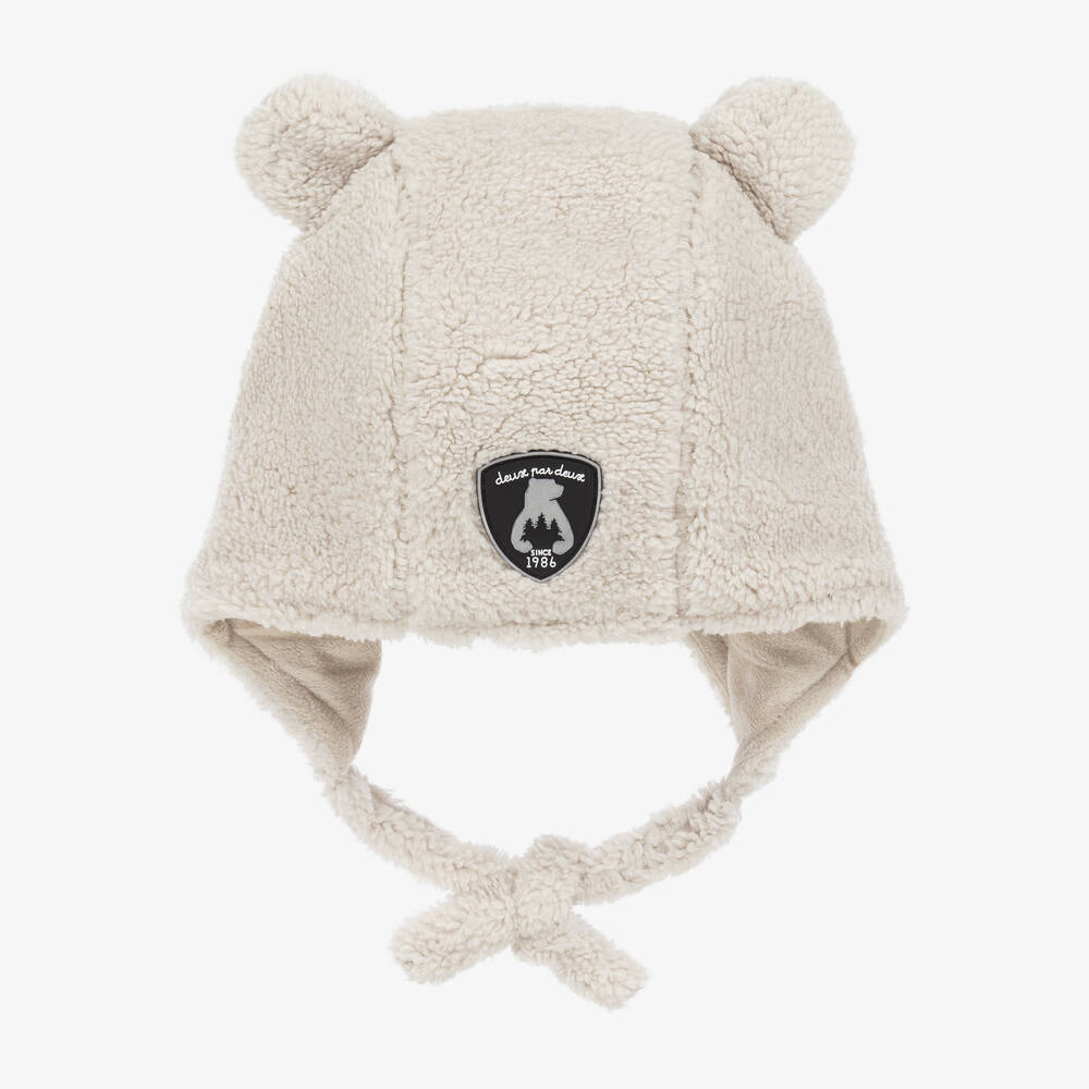 Deux par Deux - Beige Fleece Bear Hat | Childrensalon