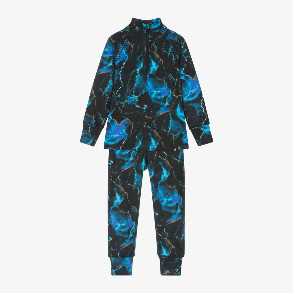 Deux par Deux - Black Storm Print Base Layer Set | Childrensalon