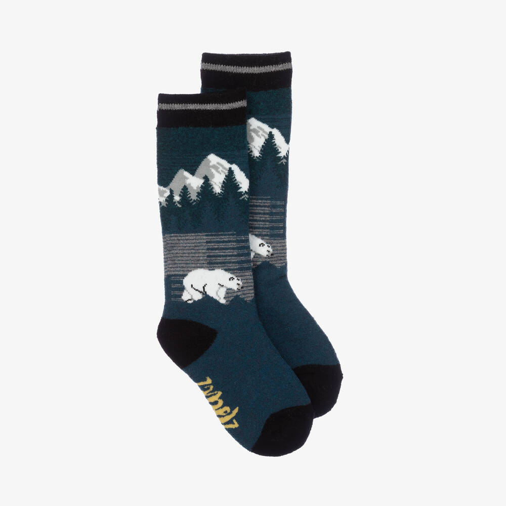 Deux par Deux - Blue Thermal Wool Mountain Socks | Childrensalon